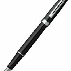 Sheaffer Prelude Fountain Pen, Black Lacquer & Nickel Plate, Medium Nib