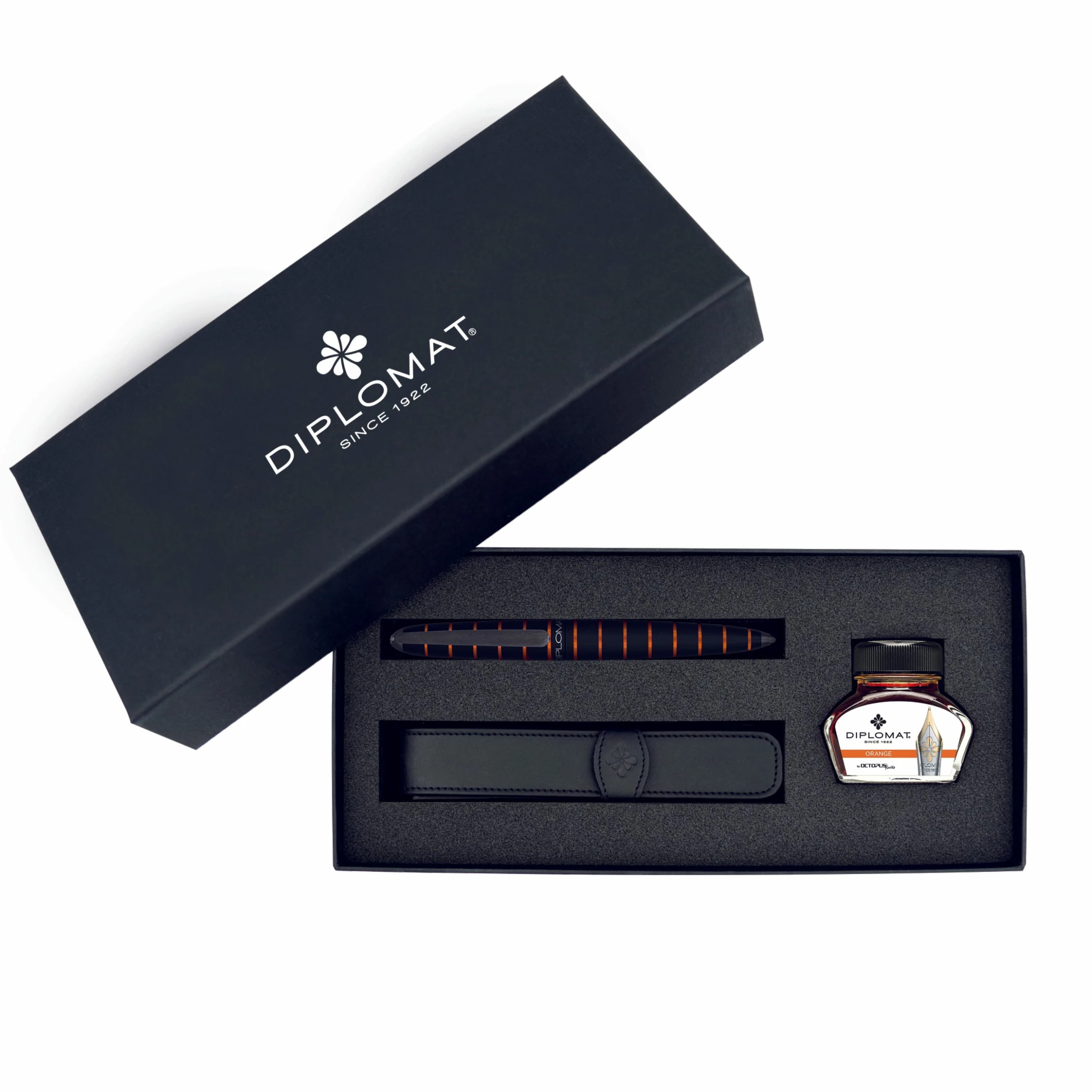 Diplomat Elox Fountain Pen Gift Set, Black & Orange 3 Diplomat Elox Fountain Pen Gift Set, Black & Orange