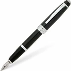Cross® Cross Bailey Fountain Pen, Black Lacquer & Chrome, Medium Nib