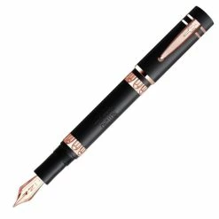 Nettuno 1911 Fountain Pen, Black Sands With Rose Gold Trim, Medium Nib