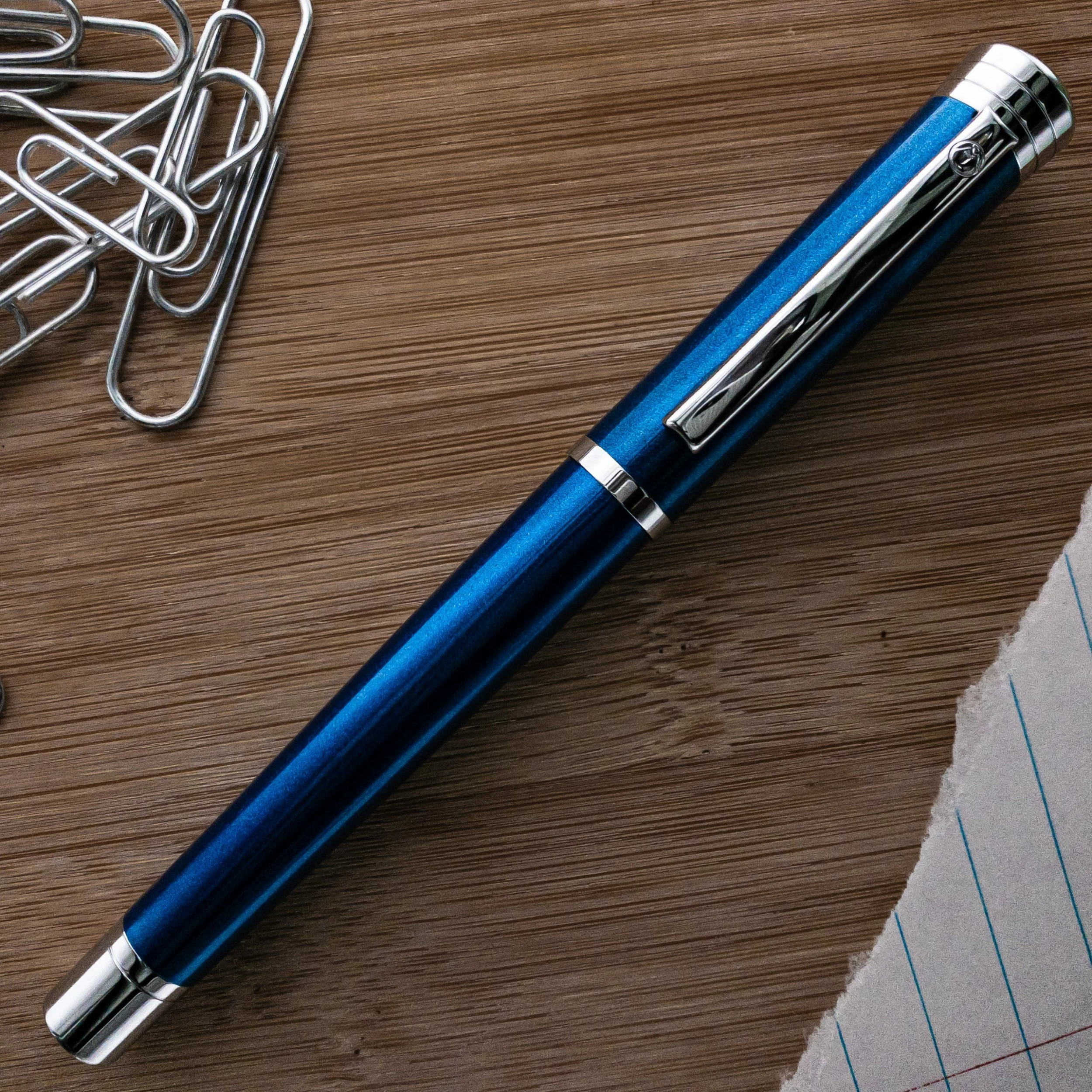 Monteverde Strata Fountain Pen, Blue & Chrome - Image 2