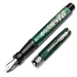 Pineider Arco Desert Beetle Fountain Pen, 14k Nib, Green & Black