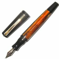 Maiora Impronte, Black & Orange, Oversized Fountain Pen, Broad Nib
