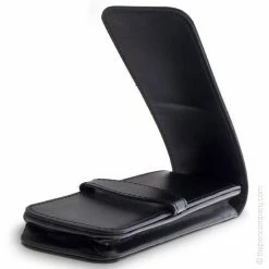 Diplomat Black Leather Pen Case, Hold 4 Pens