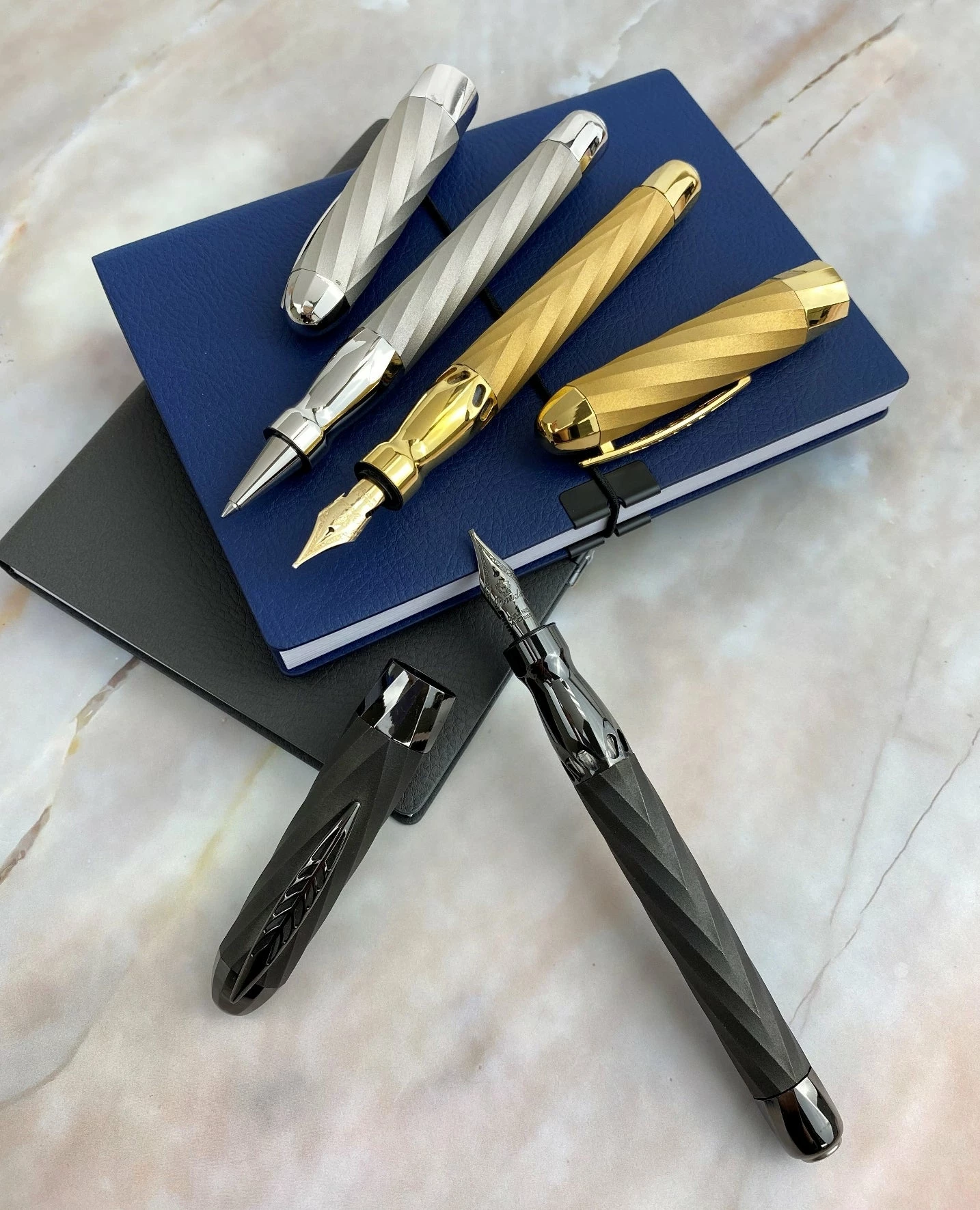 Pineider Matrix Jewelers Limited Edition Sterling Silver Fountain Pen, Yellow Gold - Image 3