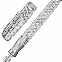 Pineider Limited Edition Honeycomb Fountain Pen, Sugar White