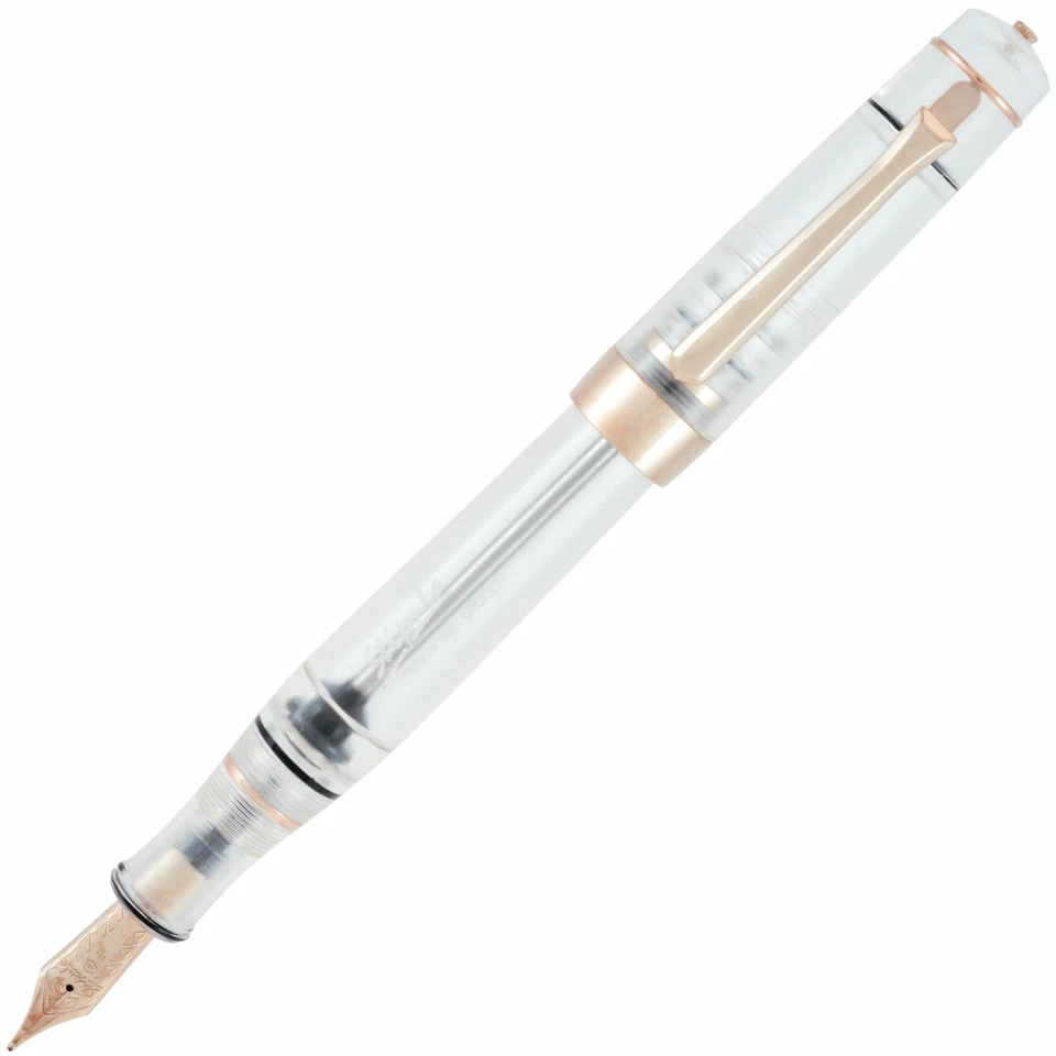 Stipula Suprema Nuda Limited Edition Fountain Pen, Clear Demo, Rose Gold Trim, Fine 14K Nib 3 Stipula Suprema Nuda Limited Edition Fountain Pen, Clear Demo, Rose Gold Trim, Fine 14K Nib