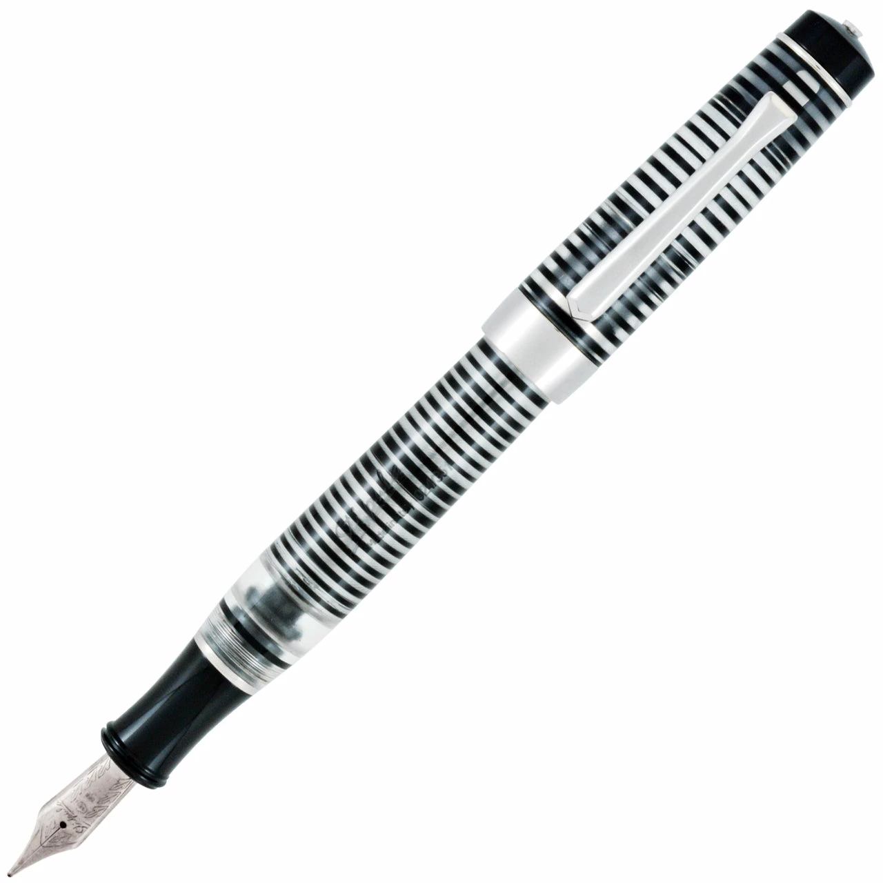 Stipula Suprema Voyeur Limited Edition Fountain Pen, Black Stripes Demo, Palladium Trim, Medium Nib 3 Stipula Suprema Voyeur Limited Edition Fountain Pen, Black Stripes Demo, Palladium Trim, Medium Nib
