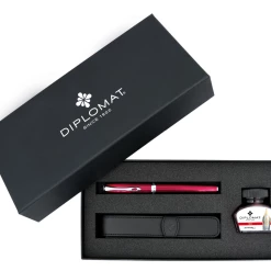 Diplomat Excellence A2 Fountain Pen Gift Set, Skyline Red