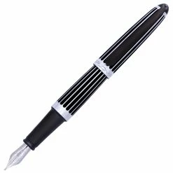 Diplomat Aero Stripes Black Fountain Pen, 14kt Gold
