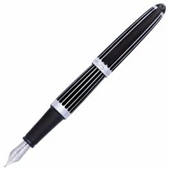 Diplomat Aero Black & Chrome Stripes Fountain Pen