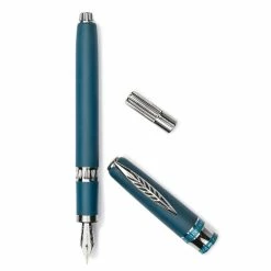 Pineider Alchemist Zeolite Fountain Pen, Kilauea Blue, Medium 14K Nib