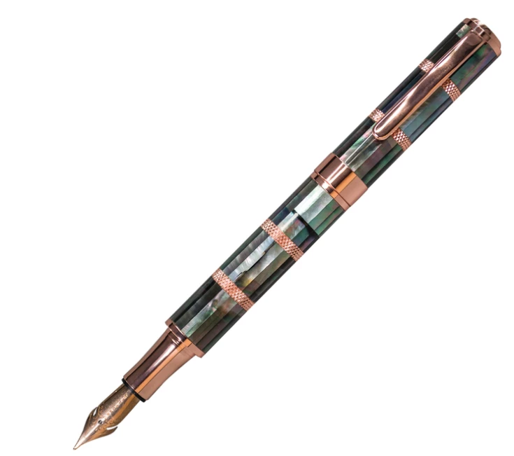 Monteverde Regatta Black Mother Of Pearl Fountain Pen, Rosegold Trim 3 Monteverde Regatta Black Mother Of Pearl Fountain Pen, Rosegold Trim