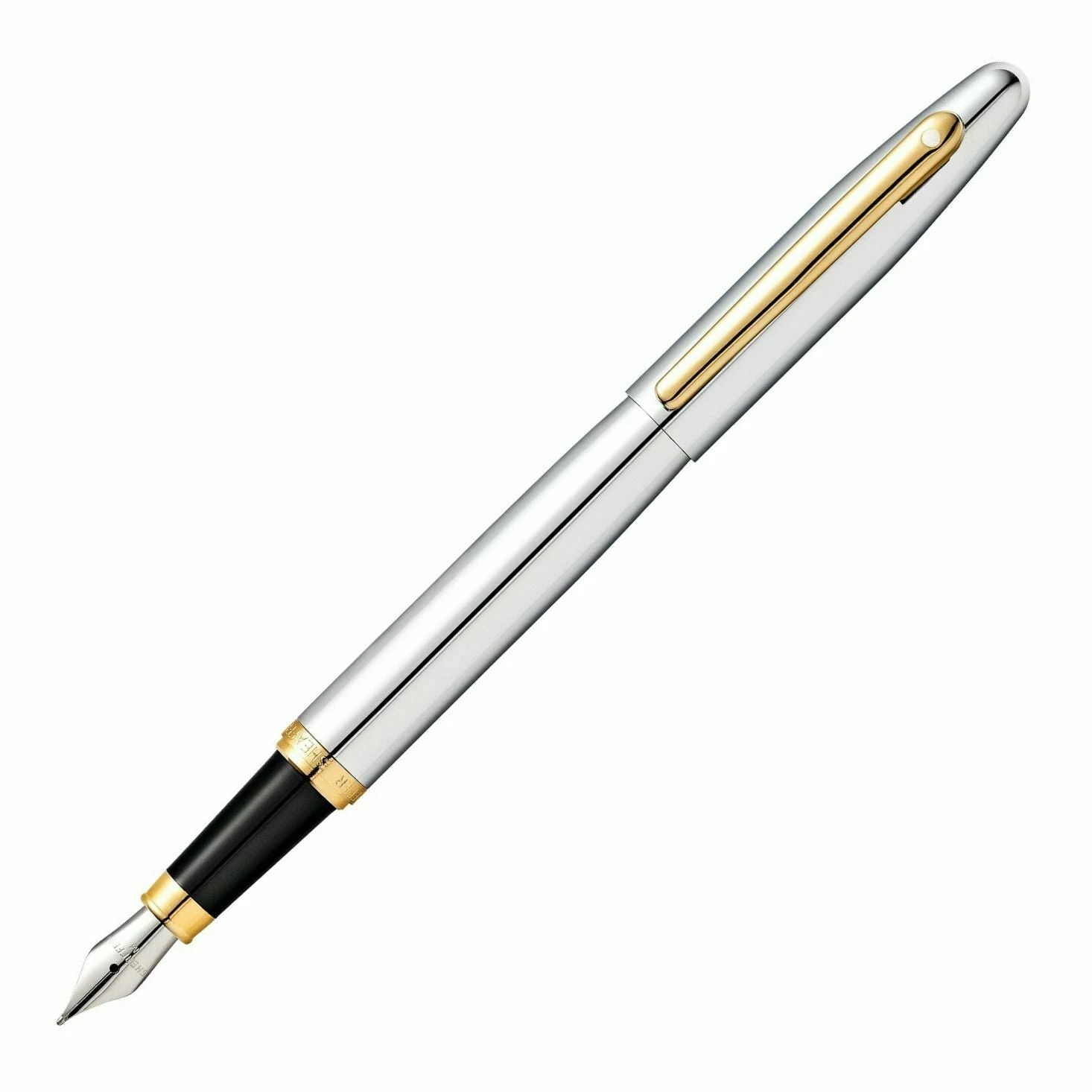 Sheaffer VFM Fountain Pen, Chrome & Gold, Medium Nib