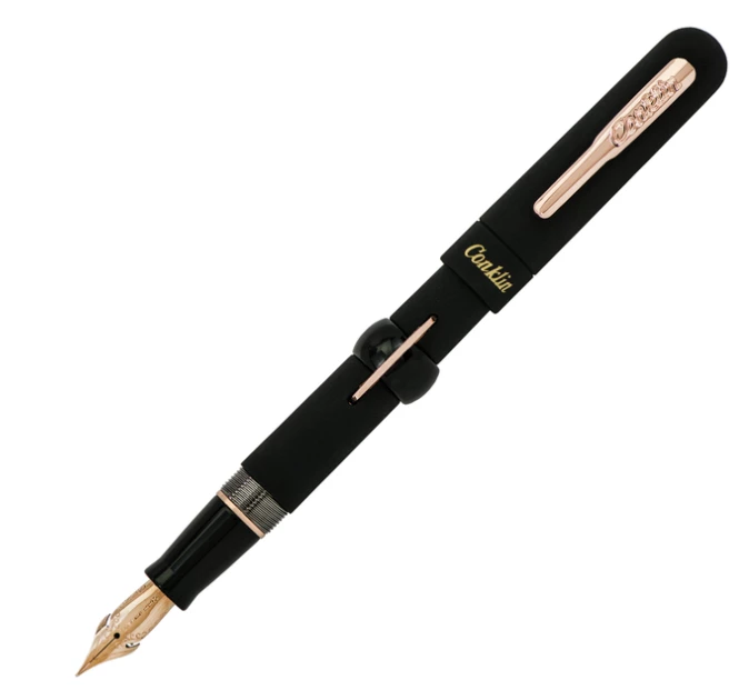 Conklin Mark Twain Limited Edition Crescent Filler Fountain Pen, Superblack/Rosegold 3 Conklin Mark Twain Limited Edition Crescent Filler Fountain Pen, Superblack/Rosegold